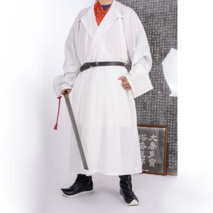 惜物国风 唐制汉服仿罗菱形花纹唐圆领缺胯袍素色白衣白袍大放量