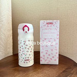 现货 Thermos膳魔师周年限定清新碎花丝带不锈钢直饮轻量保温杯