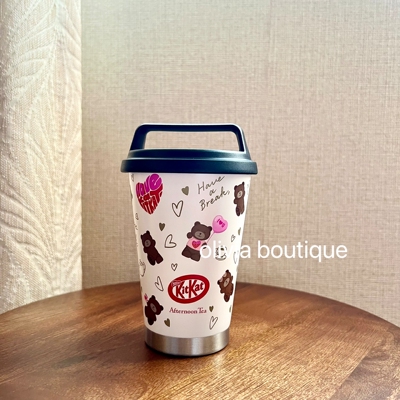 现货日本本土Afternoon tea kitkat联名限定不锈钢保温手提随行杯