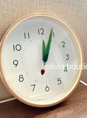 现货 日本制Lemnos perch原木色小清新田园瓢虫挂钟