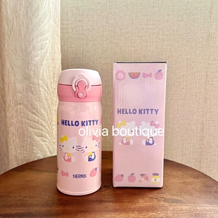 现货 THERMOS膳魔师三丽鸥KITTY联名限定不锈钢保温杯直饮轻量
