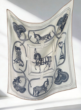 盛宴  提花粗斜纹双面色桑蚕丝披肩围巾65cm