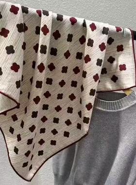 【真丝羊毛65方巾】百搭秋冬季款桑蚕丝羊毛围巾披肩双面两用丝巾