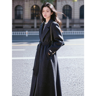 清晏｜冬季双面羊毛大衣正肩西装外套通勤老钱风高级感深灰长款