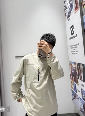 SALOMON萨洛蒙 韩国线SLATE岩系列圆领徽标宽松长袖T恤 男款 米色