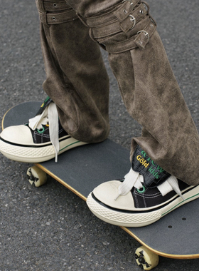 OLDORDER AFGK联名款马思唯黑色百搭帆布鞋男厚底情侣大头鞋