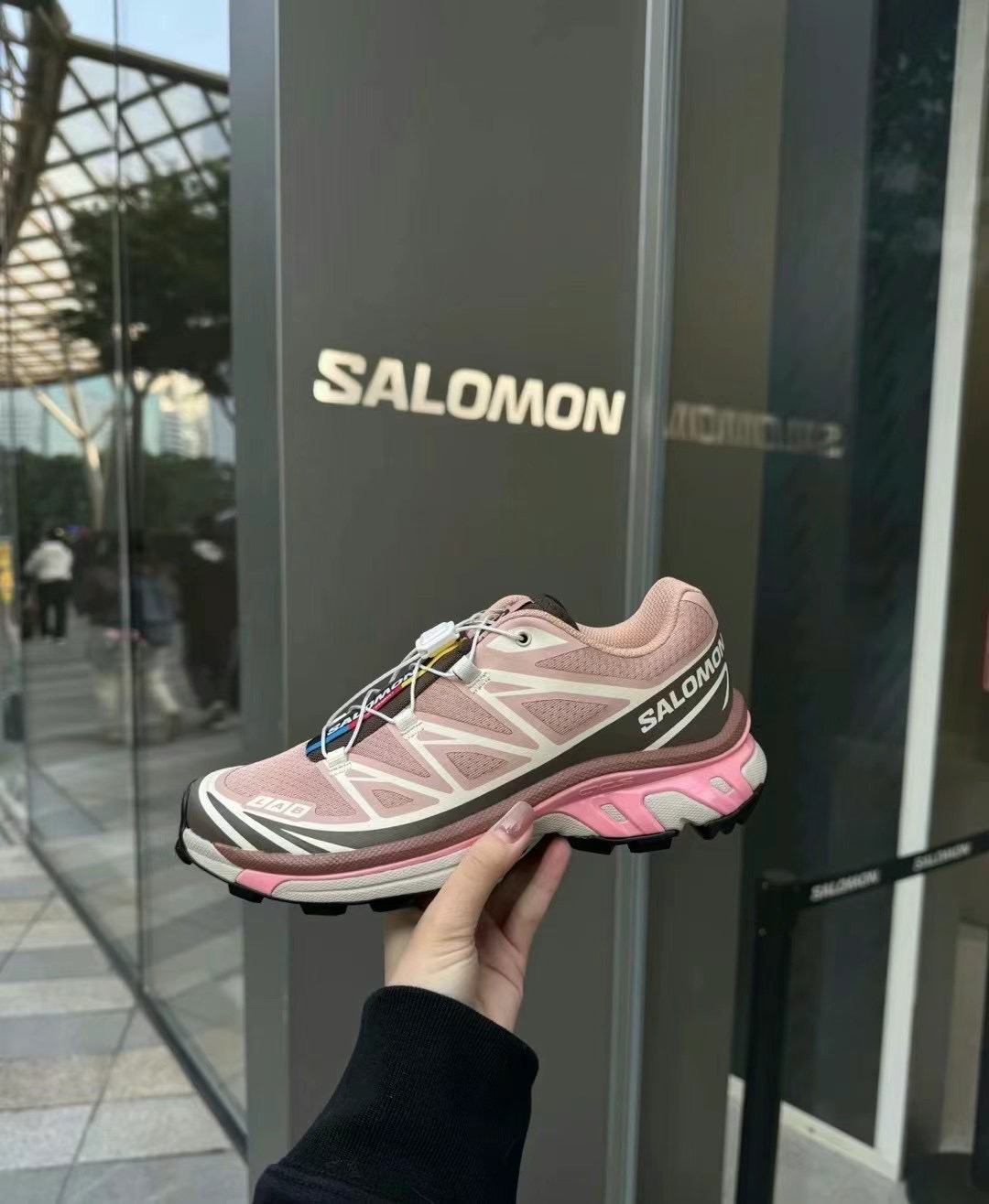 SALOMON XT6萨洛蒙时尚潮流户外休闲鞋粉棕桃花心玫瑰477373