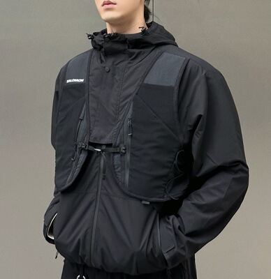 SALOMON萨洛蒙PINNACLE舒适连帽棉服夹克外套男款藏青黑色