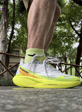 萨洛蒙柠黄色户外山地公路跑鞋