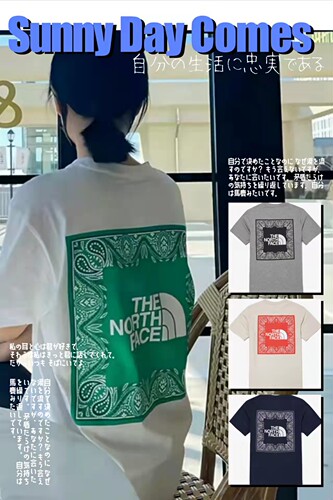 韩国thenorthface北面短袖腰果花