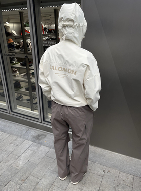 SALOMON萨洛蒙韩国Slate松紧腰直筒伞兵裤灰色男女款冲锋裤