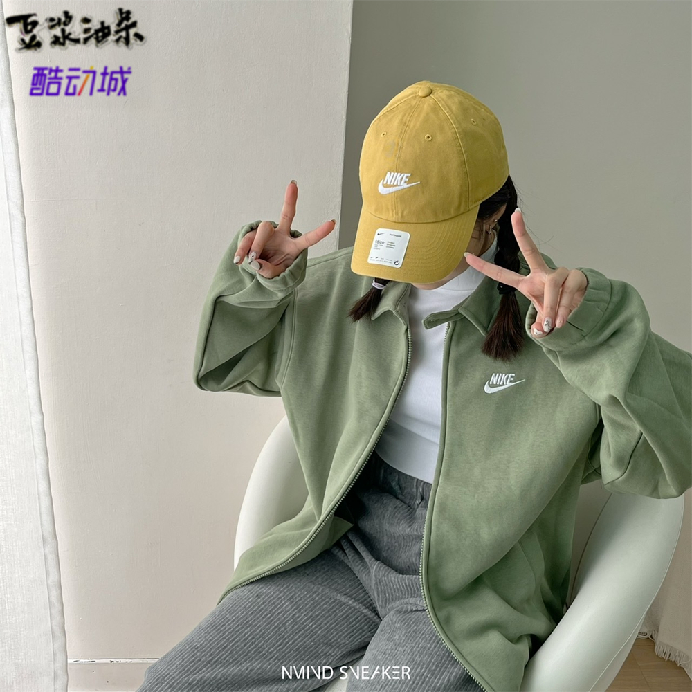 NIKE耐克外套抹茶绿宽松加绒夹克