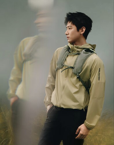 SALOMON萨洛蒙PL WIND JKT M连帽防风透气拉链纯色户外防晒衣男款