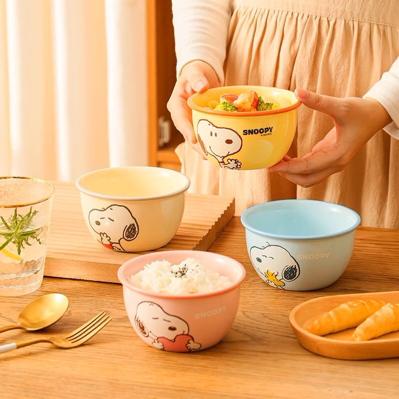 史努比联名米饭碗餐具喝粥碗卡通萌趣面碗可爱早餐碗耐高温陶瓷碗