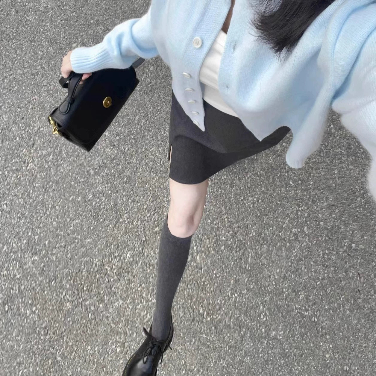 灰色小腿袜女薄款长筒袜压力显瘦