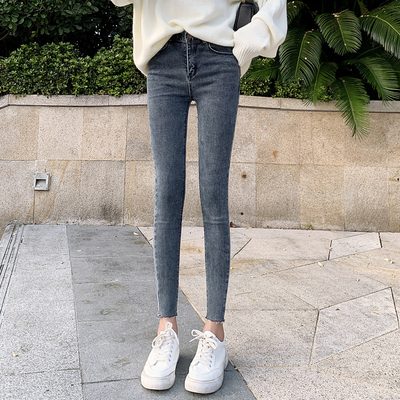 小个子紧身牛仔裤女八分小脚裤