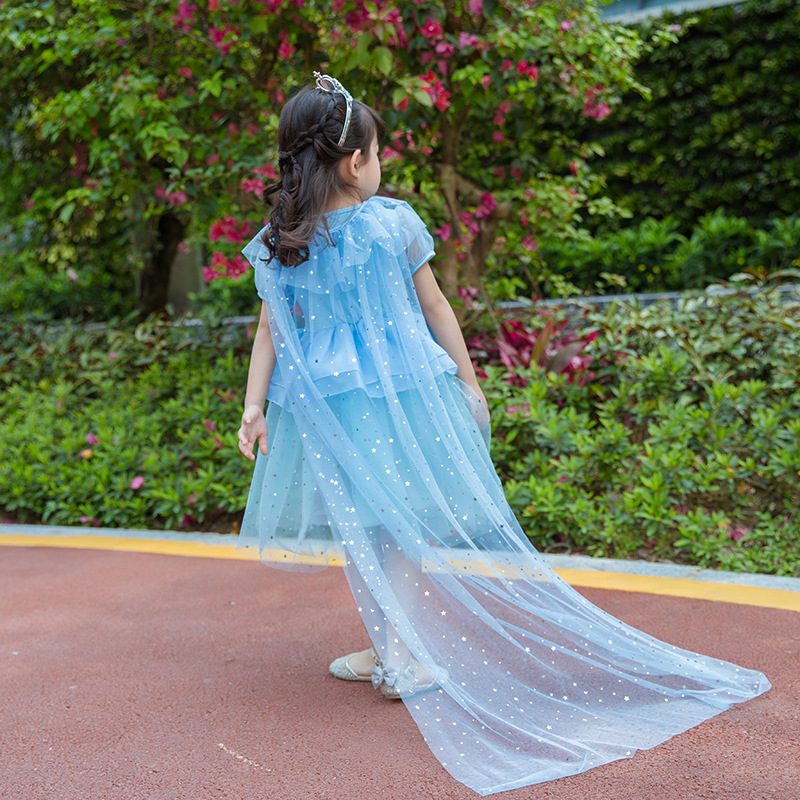 冰雪奇缘儿童皇冠公主网纱披肩