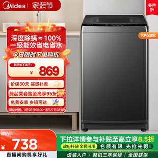 美 10kg一级能效家用租房除螨抗菌全自动波轮洗衣机洗脱一体V37T