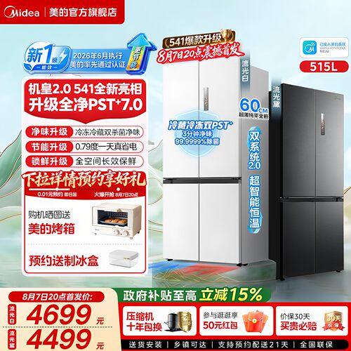 【新国标1级】美的冰箱541十字