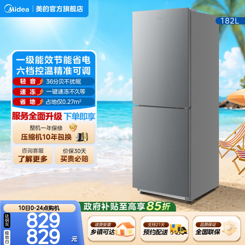 美的191两门小冰箱租房一级能效图片