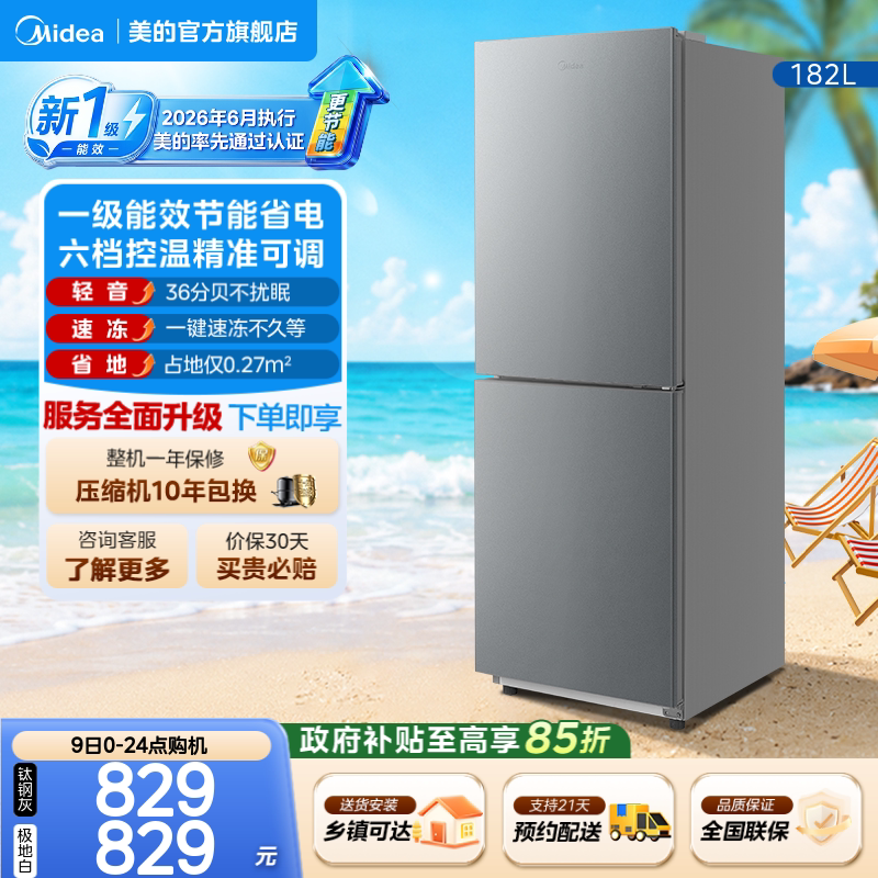 美的191两门小冰箱租房一级能效图片