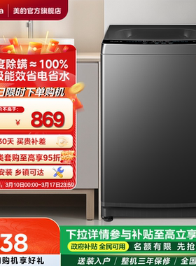 美的10kg一级能效家用租房除螨抗菌全自动波轮洗衣机洗脱一体V37T