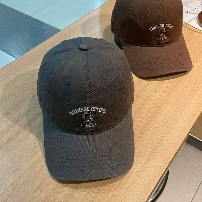 韩版帽子春夏款小c字母刺绣宽檐大头围棒球帽休闲百搭圆顶鸭舌帽