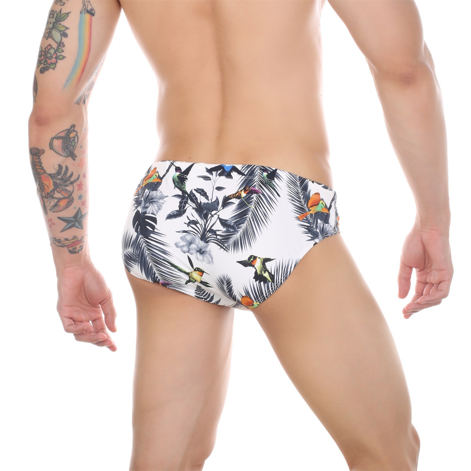 男士性感印花图案三角泳裤