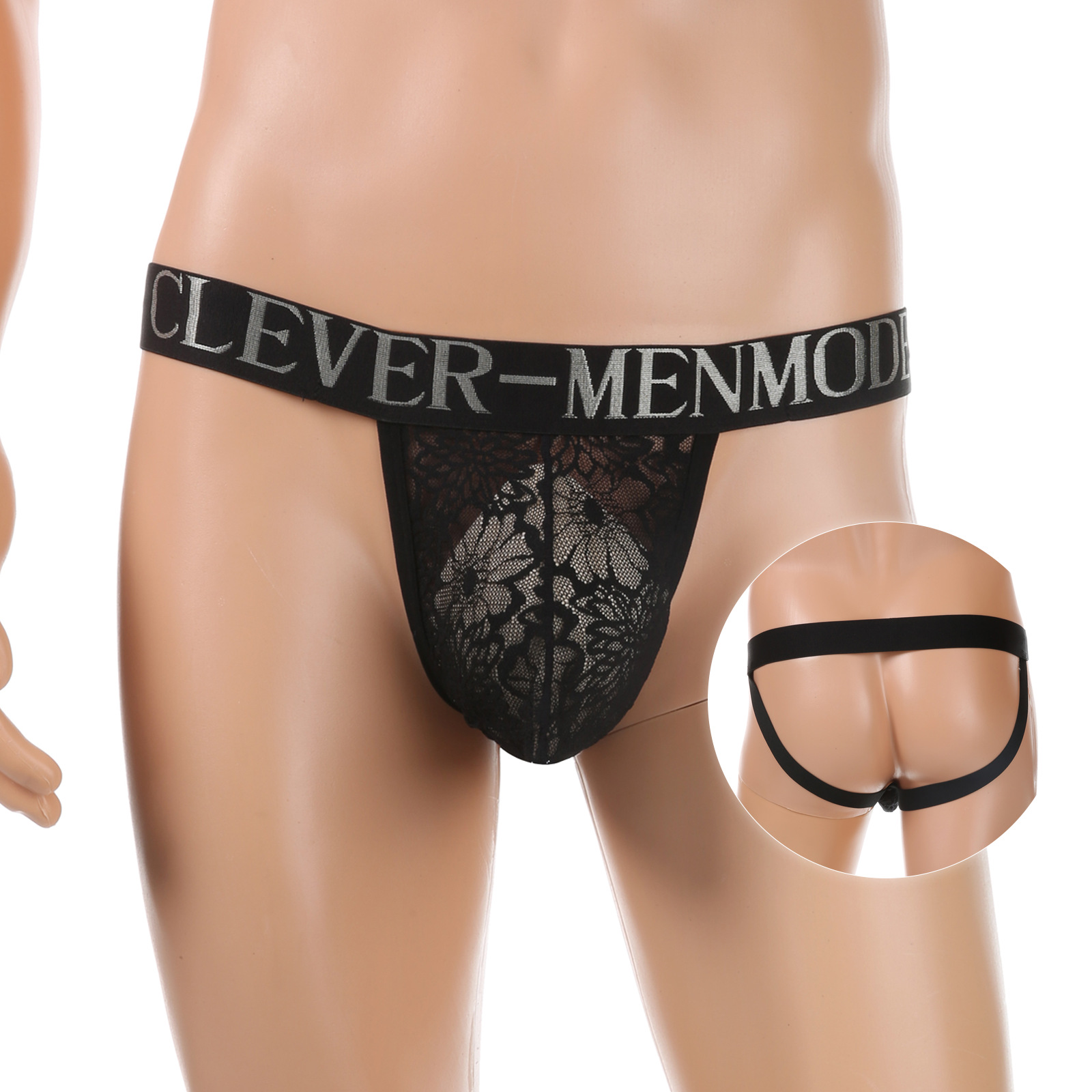 欧美男士蕾丝丁字裤低腰双丁裤