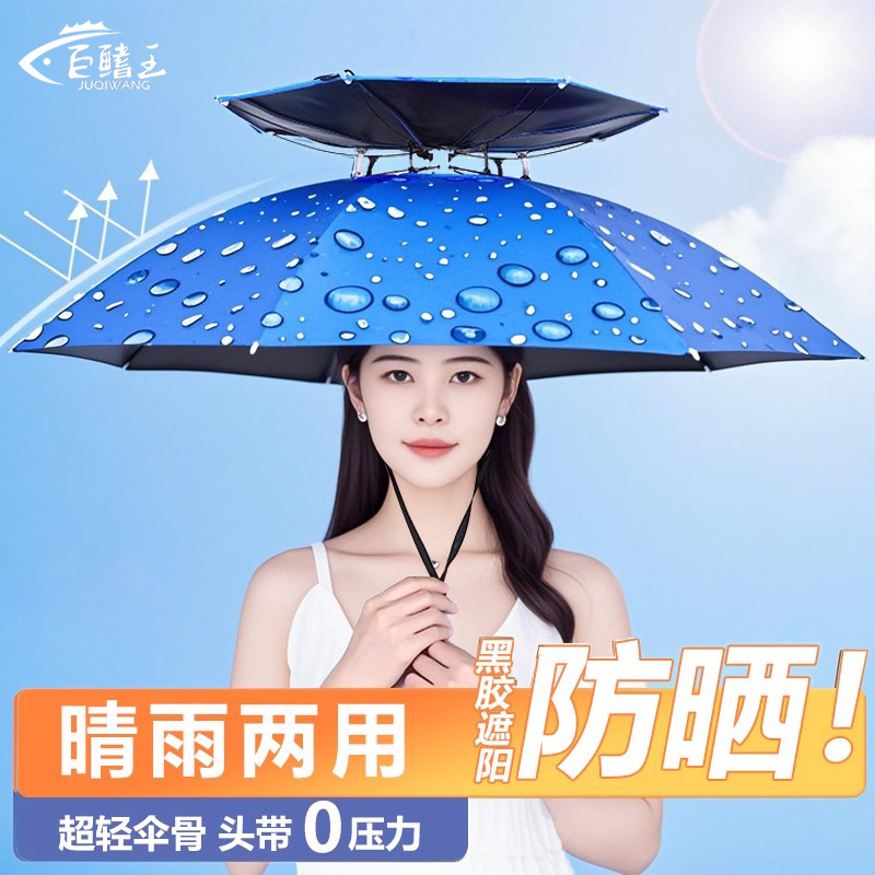 伞帽头戴式防晒折叠雨伞