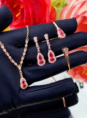 葫芦项链女轻奢小众设计ins手环高级感气质满钻长款耳环彩宝手镯