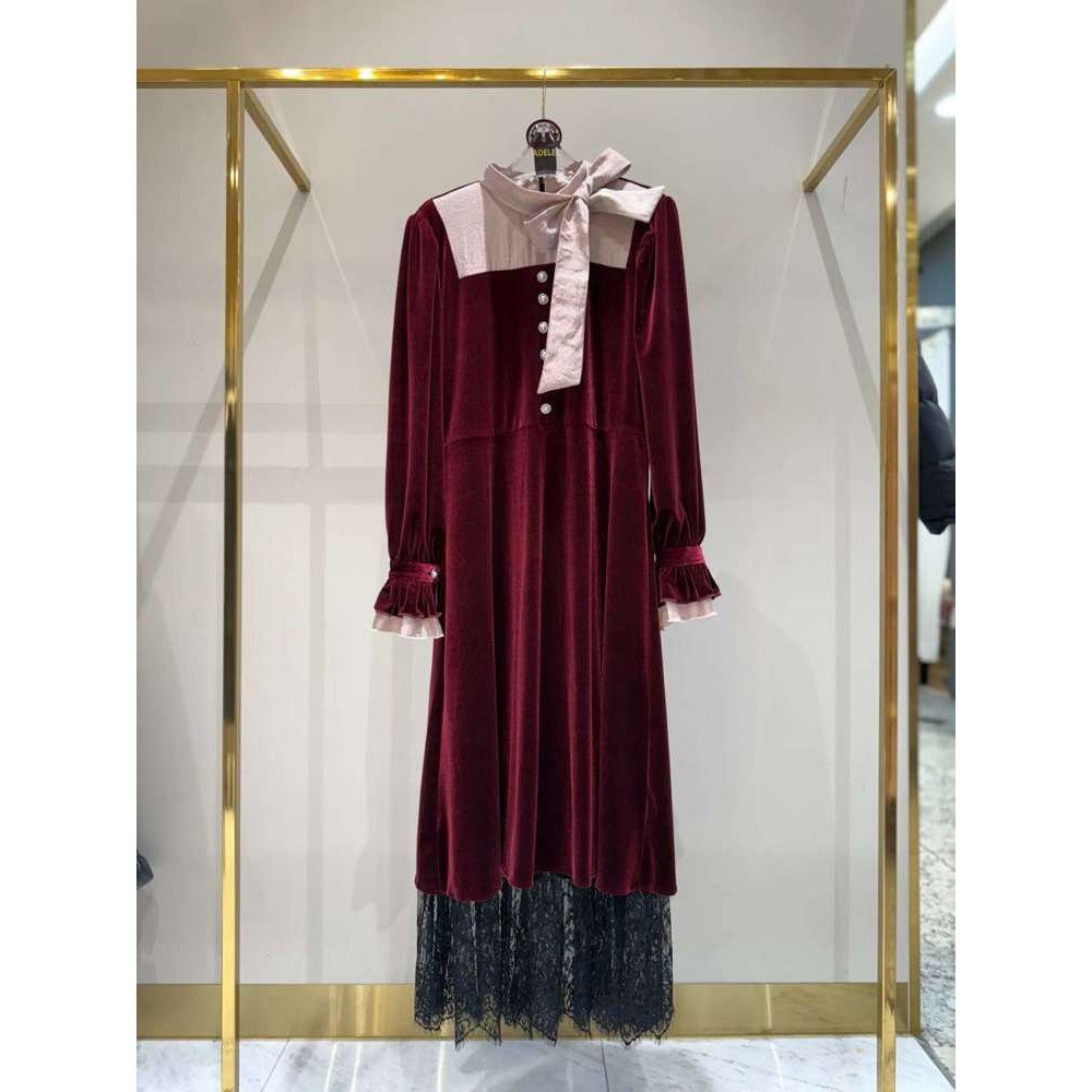 九1126韩国东大门连衣裙区ADELE-8710870正品百搭冬款大气新款