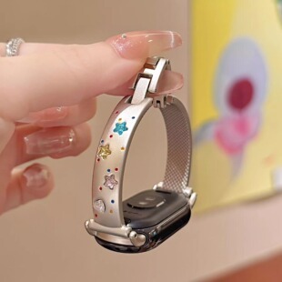 适用手环10表带8/9pro腕带7NFC标准陶瓷版细款彩钻红米watch5