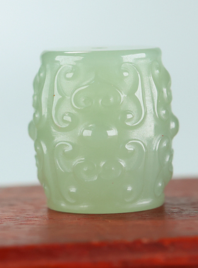 天然和田玉青白玉仿古桶珠玉石单珠文玩散珠手串配饰珠diy青玉珠