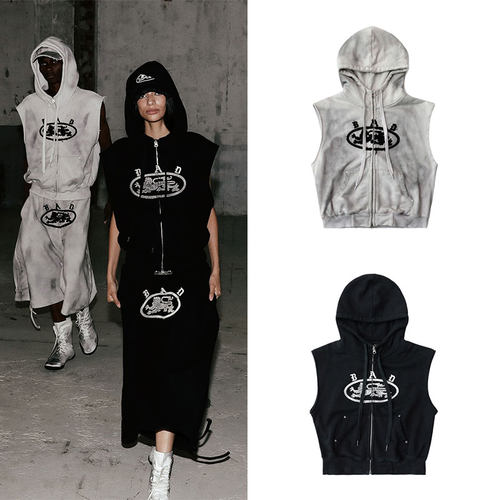 badblood美式复古连帽马甲