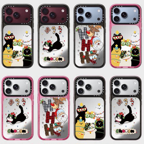 C家ASETi勃艮第酒红适用iPhone苹果18promax手机壳17pro/17promax/18pro圣诞小猫tpu奢华亚克力时尚磁吸日韩