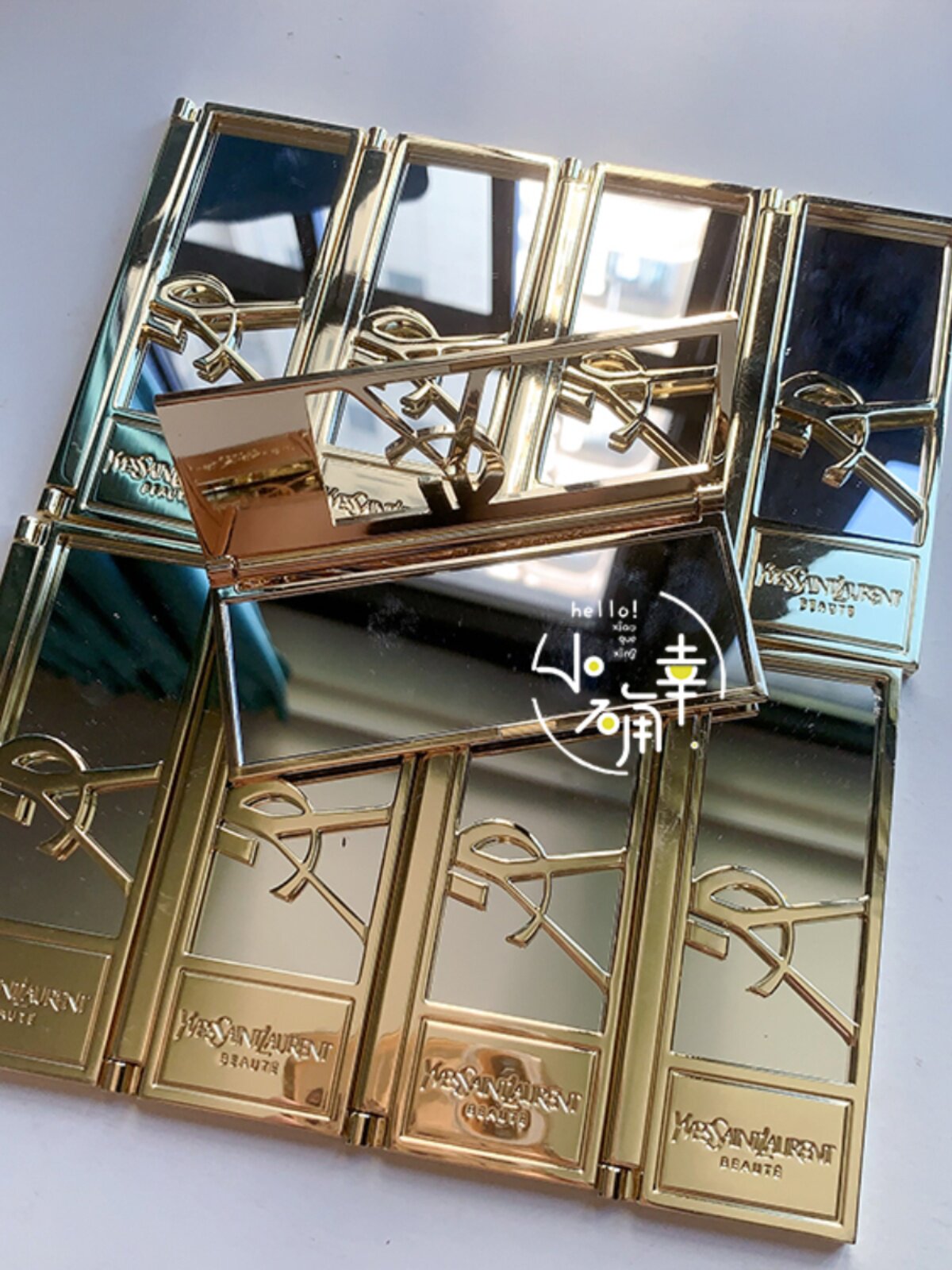 재고 있음 마카오 YSL 카운터 선물 금속 중공 접이식 휴대용 화장 거울 자기 작은 거울 휴대용 무료 배송