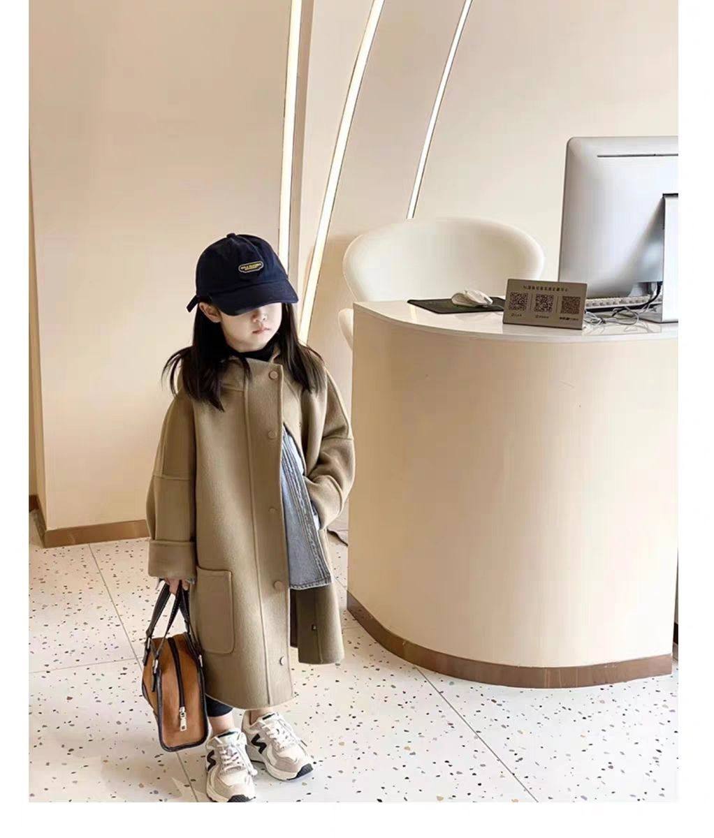 女童呢子大衣秋冬2026新款女大童双面羊绒中长款儿童洋气毛呢外套