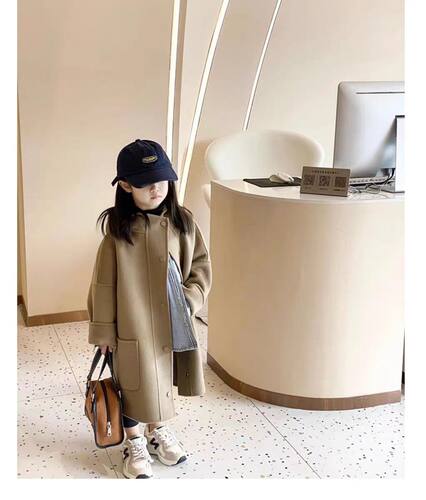 女童呢子大衣秋冬2026新款女大童双面羊绒中长款儿童洋气毛呢外套