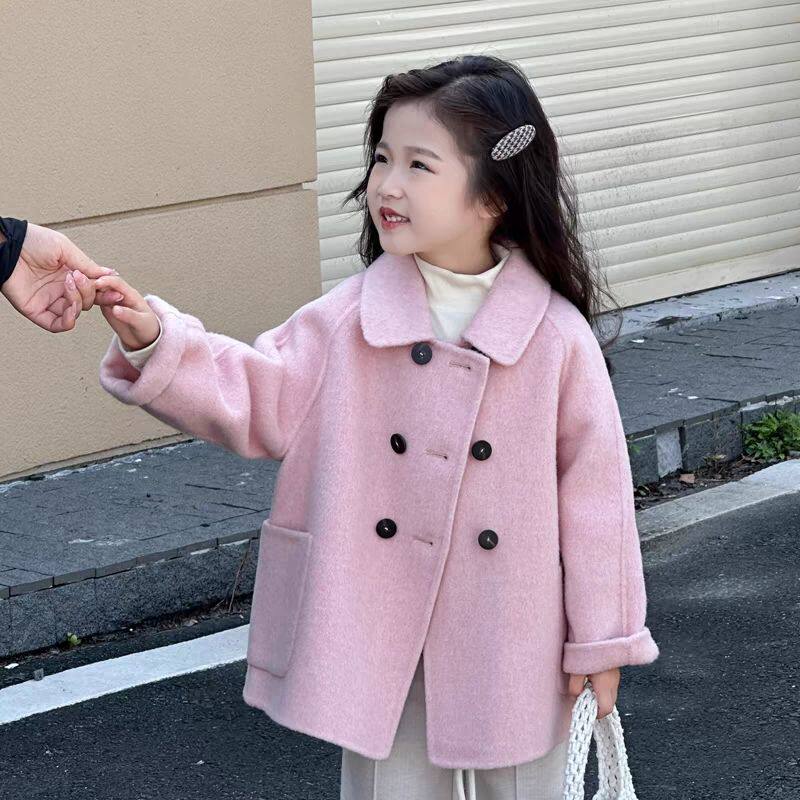 儿童双面羊绒大衣2026秋冬新款男女童西装中长款加厚毛呢外套