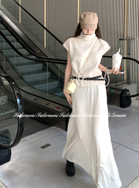 F PROJECT【春信至】天丝气质半身裙针织半裙松紧腰显瘦长裙