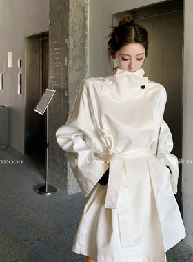 F PROJECT【秋日千颂伊】翻领/立领中长款风衣外套女秋季收腰系带