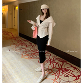 PROJECT 店主私服线 西tai后 大翻领设计感不规则门禁衬衫 女