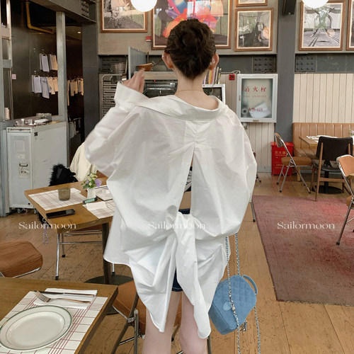 F PROJECT【泰兰德假日】不规则设计背后扭结宽松衬衫女夏防晒衫