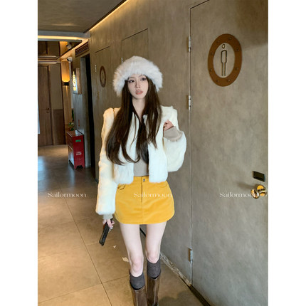 F PROJECT【南瓜拿铁】灯芯绒半身裙女冬季加厚加绒（带安全裤）