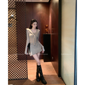 miu系私服 PROJECT 撞色抽绳腰头设计拼接针织半身裙设计感