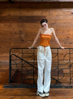 F PROJECT【痞帅松弛】美式街头工装辣妹！亚麻口袋阔腿工装裤！