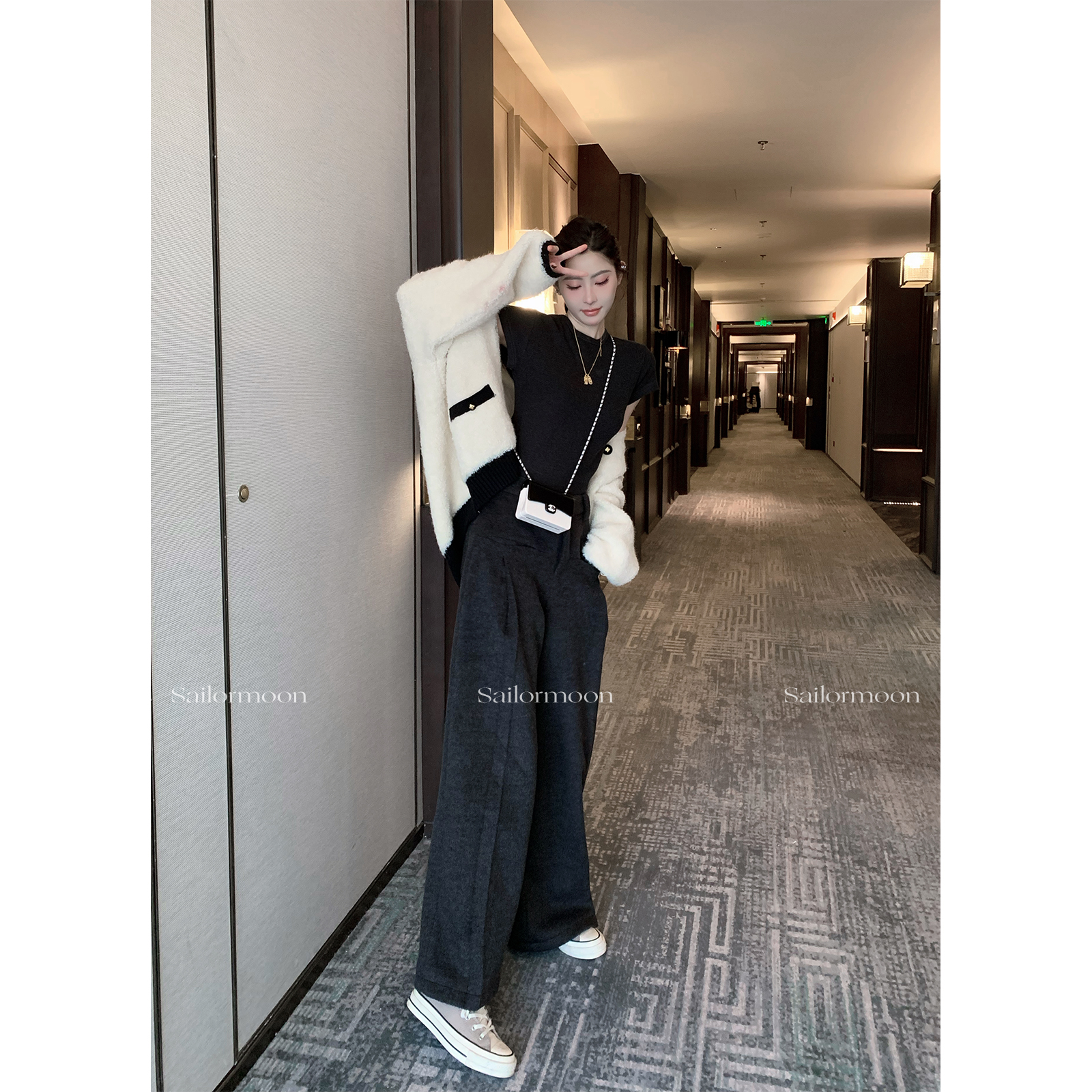 F PROJECT【慵懒调】含羊毛毛呢阔腿裤女冬季加厚保暖休闲裤