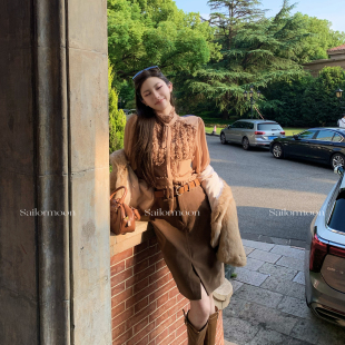 复古高腰麂皮绒半身裙女显瘦中款 焦糖莉莉安 直筒裙 PROJECT