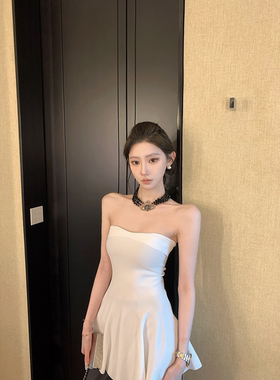 F PROJECT 天鹅挽歌 设计感小众收腰修身显瘦中长款气质抹胸上衣